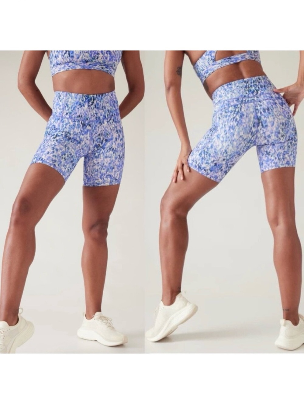 ATHLETA Ultimate Stash High Rise Purple Watercolor Print Women's Shorts 7"  XXS